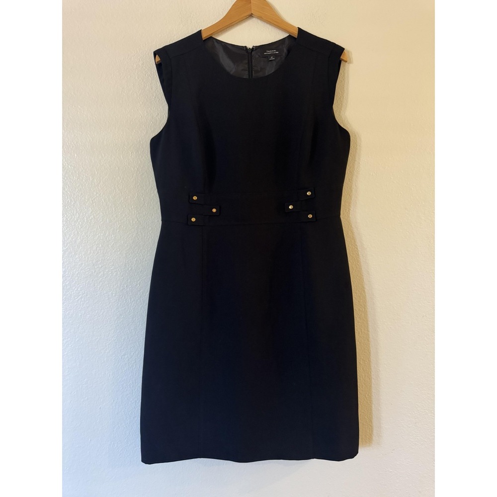 Tahari Arthur S. Levine Dress Womens 14 Black Sleeveless Scoop Neck‎ Sheath